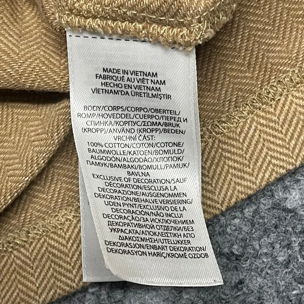 Polo Ralph Lauren Polo Shirt Mens Large Tan Herringbone Long Sleeve Custom Slim